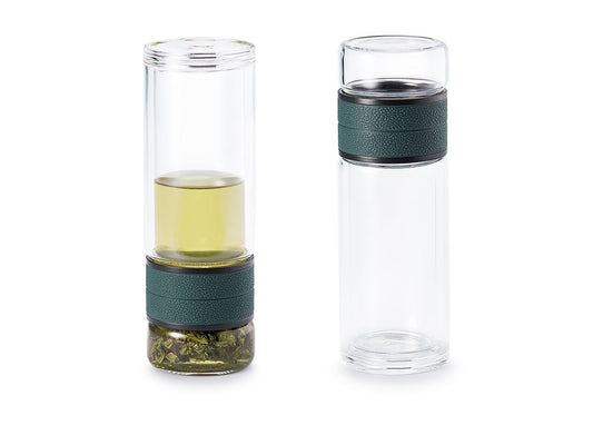 To-Go-Flasche 0.25l (doppelwandiges Glas mit Edelstahlfilter)